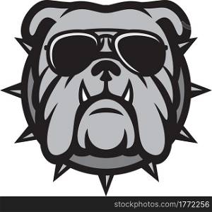 Bulldog head with aviator sunglasses