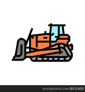 bulldozer construction car vehicle color icon vector. bulldozer construction car vehicle sign. isolated symbol illustration. bulldozer construction car vehicle color icon vector illustration