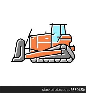 bulldozer construction car vehicle color icon vector. bulldozer construction car vehicle sign. isolated symbol illustration. bulldozer construction car vehicle color icon vector illustration