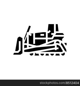 bulldozer construction car vehicle glyph icon vector. bulldozer construction car vehicle sign. isolated symbol illustration. bulldozer construction car vehicle glyph icon vector illustration