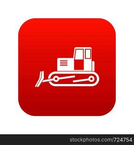 Bulldozer icon digital red for any design isolated on white vector illustration. Bulldozer icon digital red