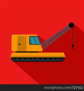 Bulldozer icon. Flat illustration of bulldozer vector icon for web. Bulldozer icon, flat style