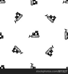Bulldozer pattern repeat seamless in black color for any design. Vector geometric illustration. Bulldozer pattern seamless black
