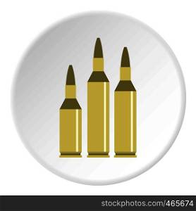 Bullet ammunition icon in flat circle isolated on white background vector illustration for web. Bullet ammunition icon circle