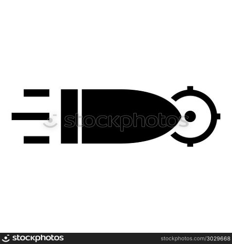 Bullet flying to target icon black color vector illustration flat style simple image