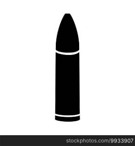 Bullet icon. Black silhouette of ammunition. Vector symbol isolated on white background.