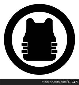 Bullet-proof vest flak jacket icon in circle round black color vector illustration flat style simple image. Bullet-proof vest flak jacket icon in circle round black color vector illustration flat style image