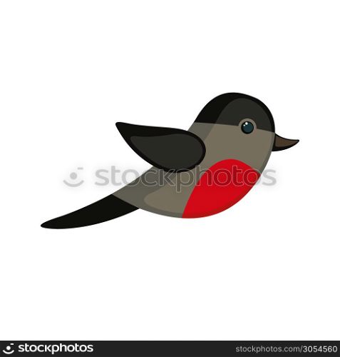 Bullfinch icon in flat style isolated on white background. Abstract concept bird. Vector illustration.. Bullfinch icon in flat style.