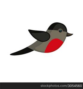 Bullfinch icon in flat style isolated on white background. Abstract concept bird. Vector illustration.. Bullfinch icon in flat style.