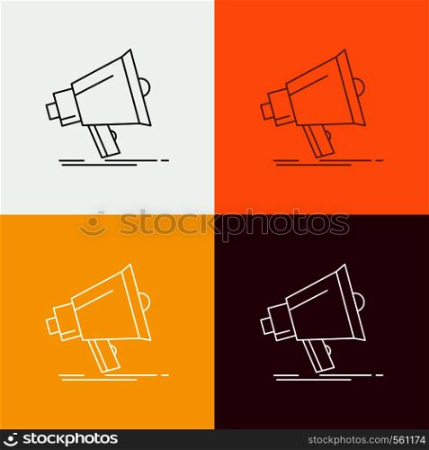 Bullhorn, digital, marketing, media, megaphone Icon Over Various Background. Line style design, designed for web and app. Eps 10 vector illustration. Vector EPS10 Abstract Template background