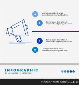 Bullhorn, digital, marketing, media, megaphone Infographics Template for Website and Presentation. Line Blue icon infographic style vector illustration. Vector EPS10 Abstract Template background