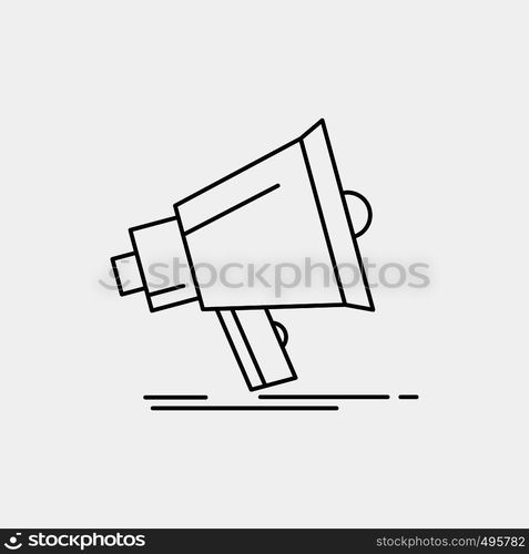 Bullhorn, digital, marketing, media, megaphone Line Icon. Vector isolated illustration. Vector EPS10 Abstract Template background