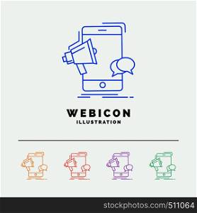 bullhorn, marketing, mobile, megaphone, promotion 5 Color Line Web Icon Template isolated on white. Vector illustration. Vector EPS10 Abstract Template background