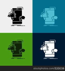 bullhorn, marketing, mobile, megaphone, promotion Icon Over Various Background. glyph style design, designed for web and app. Eps 10 vector illustration. Vector EPS10 Abstract Template background