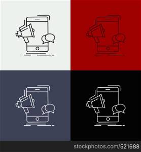 bullhorn, marketing, mobile, megaphone, promotion Icon Over Various Background. Line style design, designed for web and app. Eps 10 vector illustration. Vector EPS10 Abstract Template background
