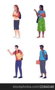 Bullies and victims semi flat color vector characters set. Full body people on white. School bullying isolated modern cartoon style illustrations collection for graphic design and animation. Bullies and victims semi flat color vector characters set