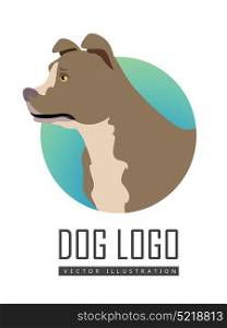 Bullmastiff Dog Logo on White Background. Bullmastiff dog, round logo on white background. Dog icon. Vector illustration in flat style. Gray and white bullmastiff design. Cartoon dog character, pet animal.