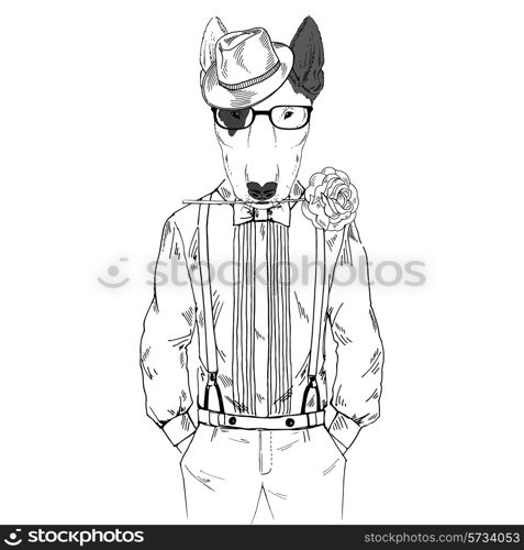 bullterrier gentleman with a rose