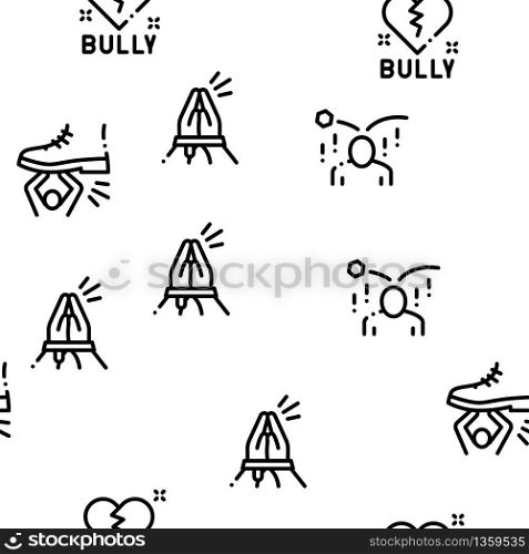 Bullying Aggression Seamless Pattern Vector Thin Line. Illustrations. Bullying Aggression Seamless Pattern Vector