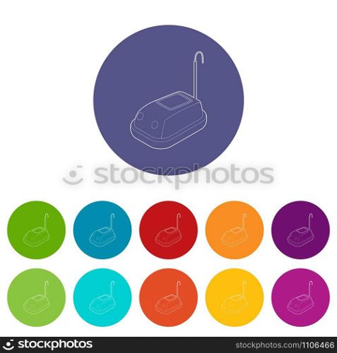 Bumper car in amusement park icons color set vector for any web design on white background. Bumper car in amusement park icons set vector color