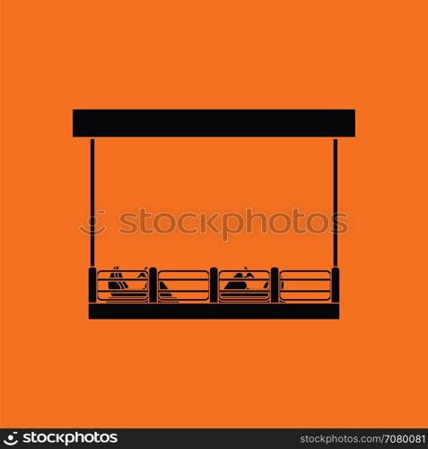 Bumper cars icon. Orange background with black. Vector illustration.