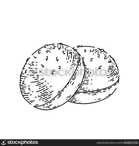 bun bread hand drawn vector. loaf food, bakery baget, pastry grain, cereal cake bun bread sketch. isolated black illustration. bun bread sketch hand drawn vector