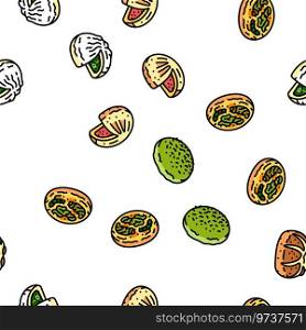 bun food meal bread vector seamless pattern thin line illustration. bun food meal bread vector seamless pattern