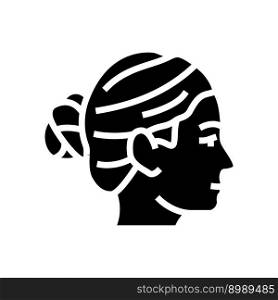bun hairstyle female glyph icon vector. bun hairstyle female sign. isolated symbol illustration. bun hairstyle female glyph icon vector illustration