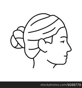 bun hairstyle female line icon vector. bun hairstyle female sign. isolated contour symbol black illustration. bun hairstyle female line icon vector illustration