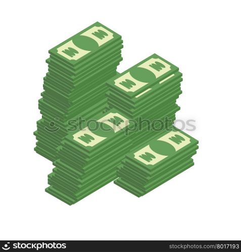Bunch of cash. Piles of dollars. Wealth. Vector illustration.&#xA;