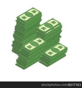 Bunch of cash. Piles of dollars. Wealth. Vector illustration.&#xA;