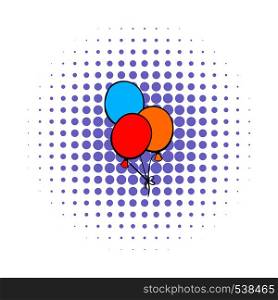 Bunch of colored baloons icon in comics style isolated on white background. Bunch of colored baloons icon, comics style