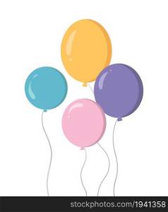 Bunch of colorful balloons in cartoon flat style isolated on white background. Vector illustration for celebrate and carnival.. Bunch of colorful balloons in cartoon flat style isolated on white background.