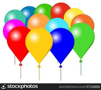 Bunch of colorful balloons isolated on white vector illustration.