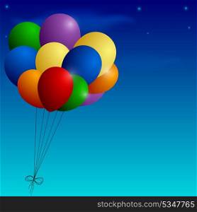 Bunch of colorful balloons on a blue sky