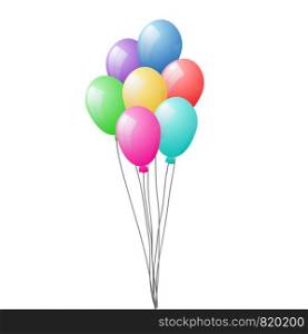 Bunch of colorful helium balloons isolated on transparent background. Vector illustration, eps 10