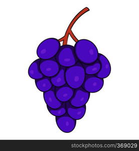 Bunch of wine grapes icon in cartoon style isolated on white background vector illustration. Bunch of wine grapes icon, cartoon style