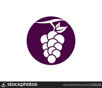 Bunch of wine grapes with leaf icon for food apps and websites