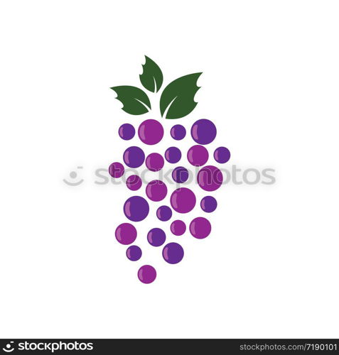 Bunch of wine grapes with leaf icon for food apps and websites