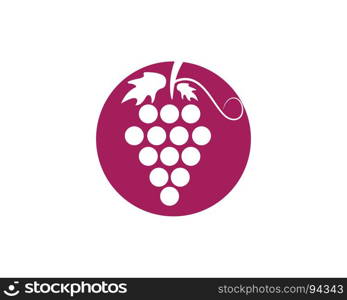 Bunch of wine grapes with leaf icon for food apps and websites