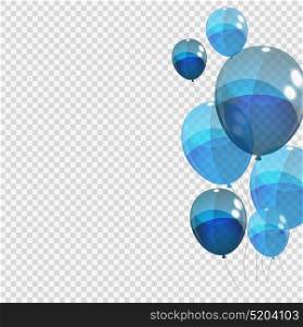 Bunche and Group of Blue Glossy Helium Balloons Isolated on Transparent Background. Vector Illustration EPS10. Bunche and Group of Blue Glossy Helium Balloons Isolated on Tran