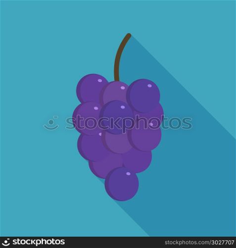 Bunches of purple grapes icon in flat long shadow design.. Bunches of purple grapes icon in flat long shadow design