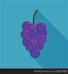 Bunches of purple grapes icon in flat long shadow design.. Bunches of purple grapes icon in flat long shadow design