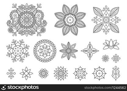 Bundle indian ornament paisley, mandala and flower and pattern