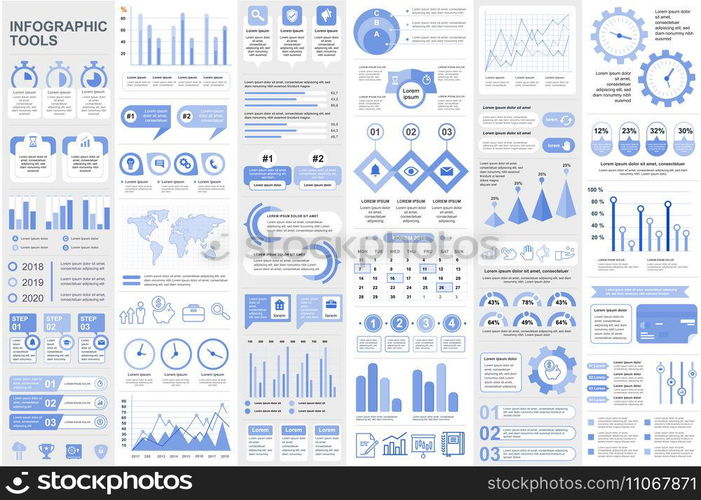 Bundle infographic elements data visualization vector design template. Can be used for steps, business processes, workflow, diagram, flowchart concept, timeline, marketing icons, info graphics.