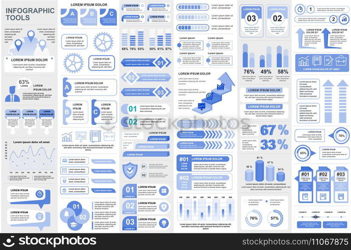 Bundle infographic elements data visualization vector design template. Can be used for steps, business processes, workflow, diagram, flowchart concept, timeline, marketing icons, info graphics.