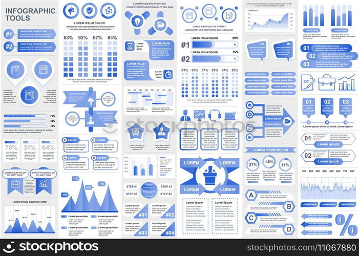 Bundle infographic elements data visualization vector design template. Can be used for steps, business processes, workflow, diagram, flowchart concept, timeline, marketing icons, info graphics.