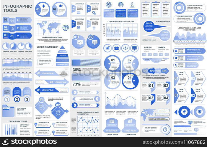 Bundle infographic elements data visualization vector design template. Can be used for steps, business processes, workflow, diagram, flowchart concept, timeline, marketing icons, info graphics.