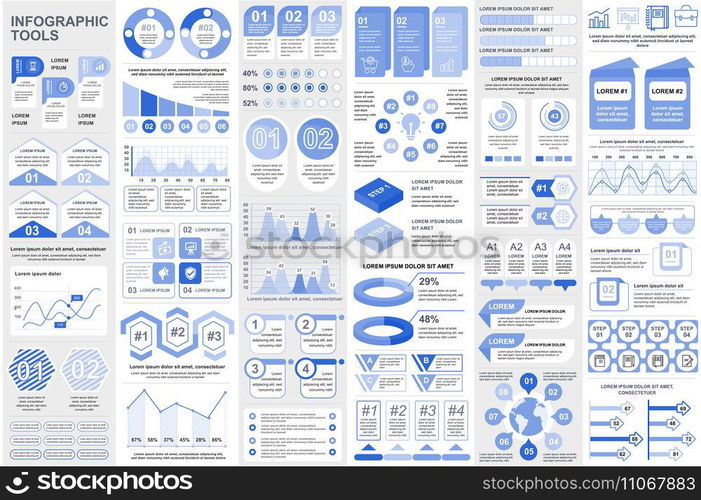 Bundle infographic elements data visualization vector design template. Can be used for steps, business processes, workflow, diagram, flowchart concept, timeline, marketing icons, info graphics.
