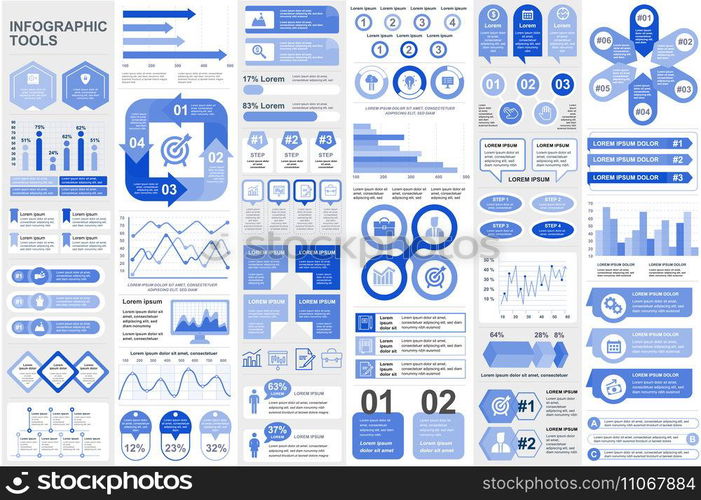 Bundle infographic elements data visualization vector design template. Can be used for steps, business processes, workflow, diagram, flowchart concept, timeline, marketing icons, info graphics.